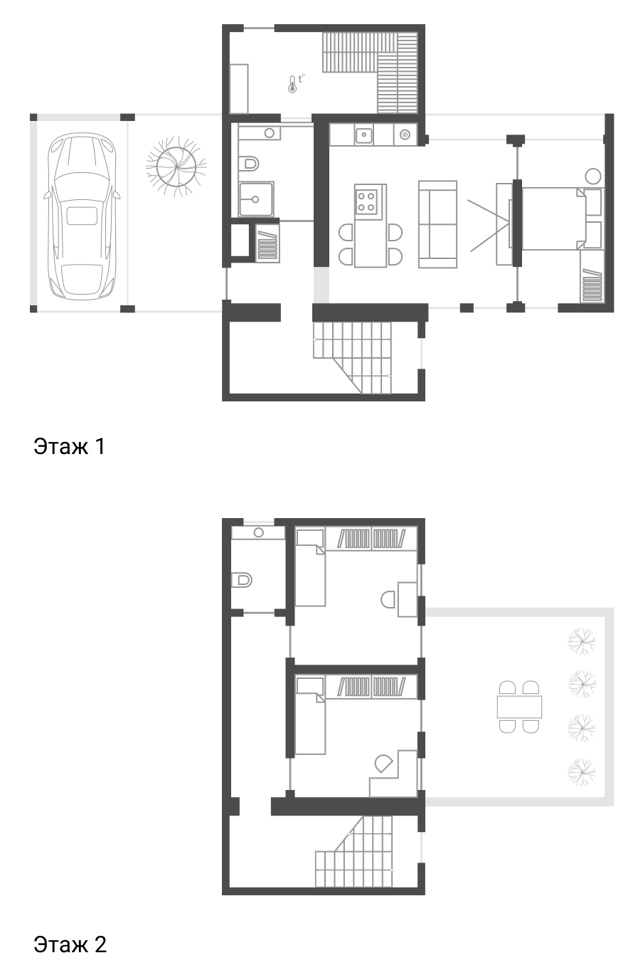 Схема жилого модуля на 4 человека 2-й этаж